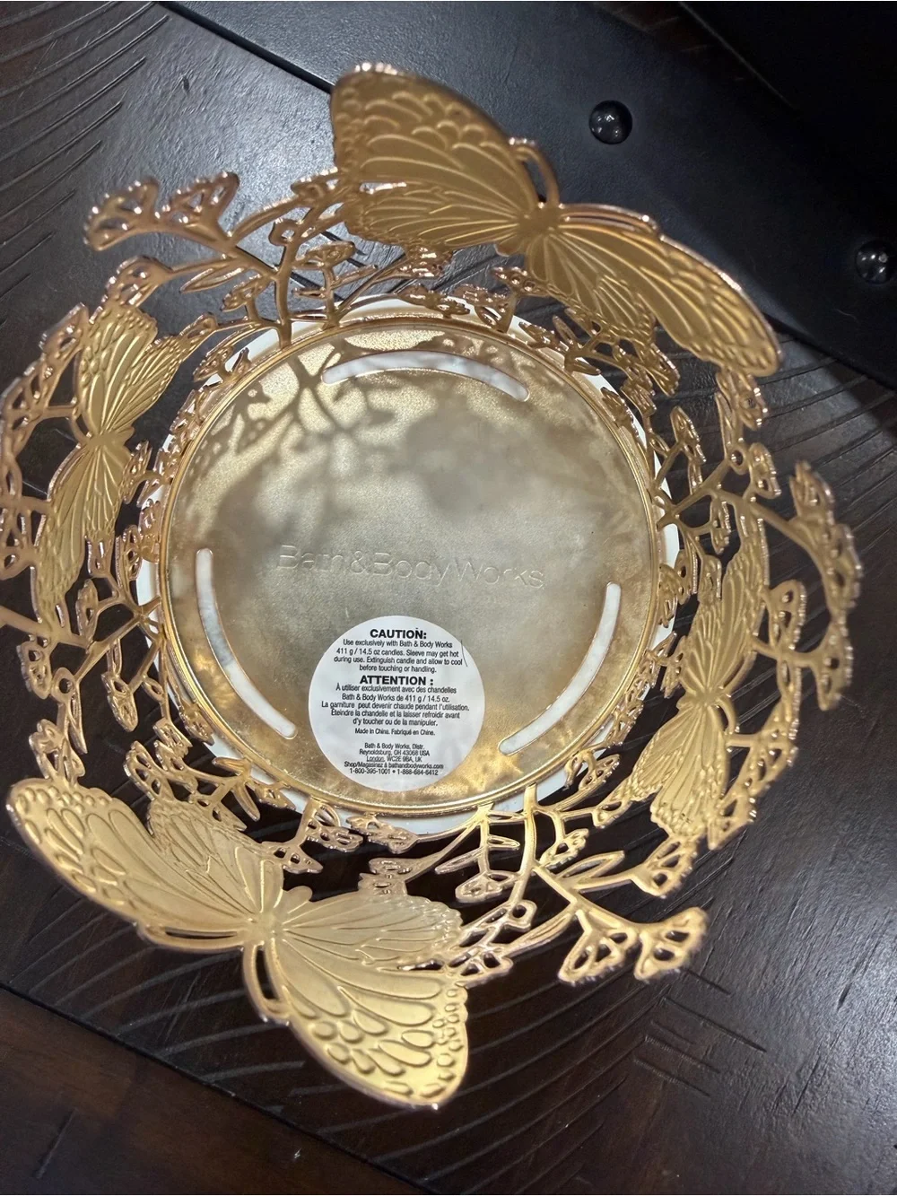 Bath & Body Works Gold and Purple Butterfly Candle Sleeve